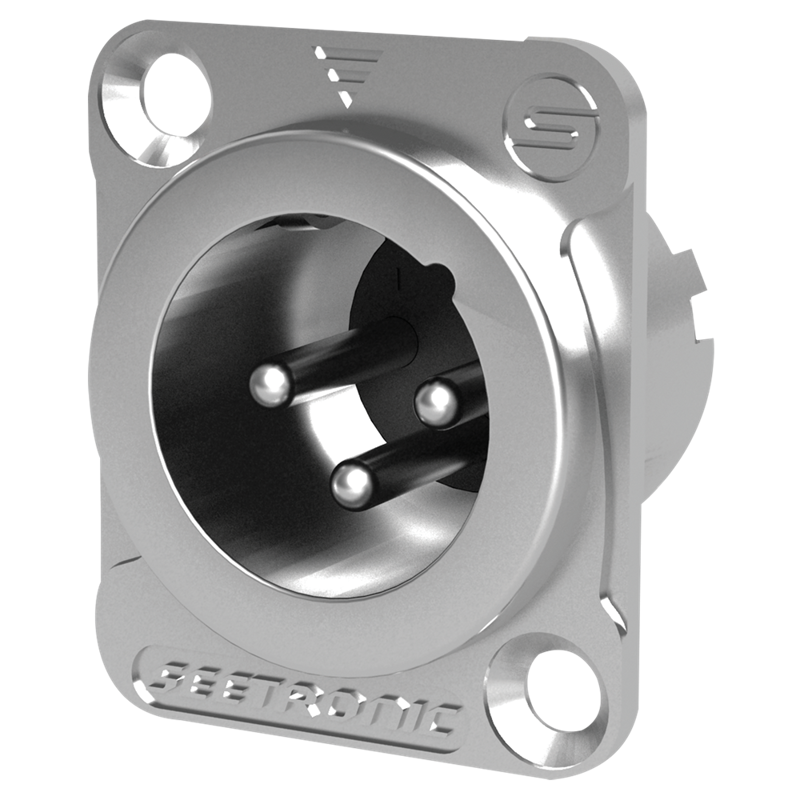 Seetronic XLR 3P Chassis - male Silver contacts - nickel housing