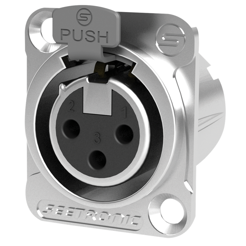 Seetronic XLR 3P Chassis - female Silver contacts - nickel housing