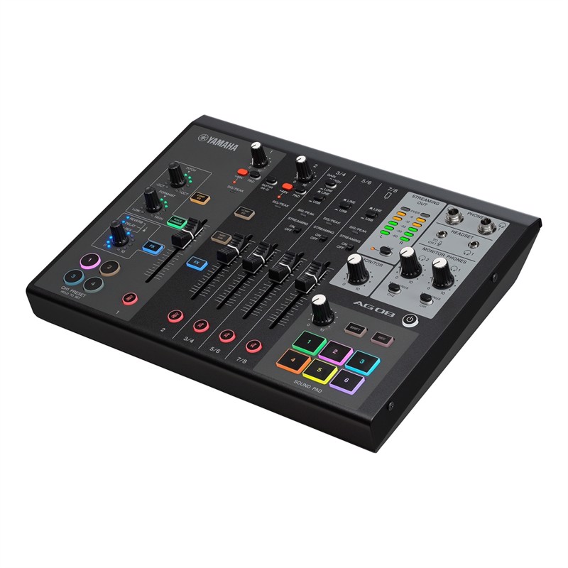 YAMAHA AG08BL - 8 ch live streaming mixer with USB audio. Sofware, Sort